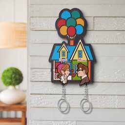 Personalized Up Movie Couple Keychain Holder, Carl & Ellie Key, Balloon House, Hanger For Wall Hanging, Perfect Home Decor - thumbnail 2