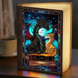 Fourth Wing Book Lamp, Empyrean Stained Glass Style, Led Foldable Light, Dark Fantasy Night Light