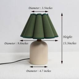 Handmade Moss Green Fabric Lamp With Ceramic Base-50# - thumbnail 2