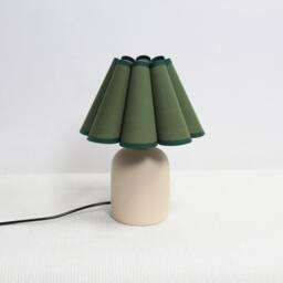 Handmade Moss Green Fabric Lamp With Ceramic Base-50# - thumbnail 3