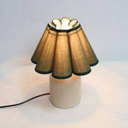 Handmade Moss Green Fabric Lamp With Ceramic Base-50# - thumbnail 4