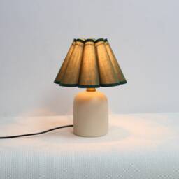 Handmade Moss Green Fabric Lamp With Ceramic Base-50#
