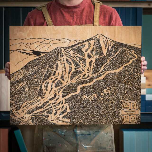 Whiteface New York Ski Trail Map - Engraved Wood Wall Art, Winter Sport Cabin Decor, Snowboard Mountain Poster, Personal Family Gift - image 1