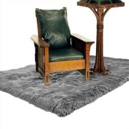 Plush Faux Fur Area Rug - Shaggy Sheepskin Pelt, Handmade in Usa - thumbnail 4