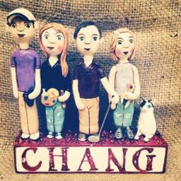 Custom Clay Family Portrait Sculpture On Letter Blocks - thumbnail 2