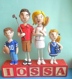 Custom Clay Family Portrait Sculpture On Letter Blocks - thumbnail 3