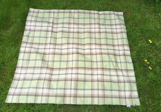 Green Tartan Picnic Blanket With Carry Strap - Made in England - image 1