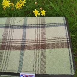 Green Tartan Picnic Blanket With Carry Strap - Made in England - thumbnail 2