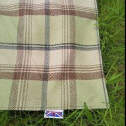 Green Tartan Picnic Blanket With Carry Strap - Made in England - thumbnail 3