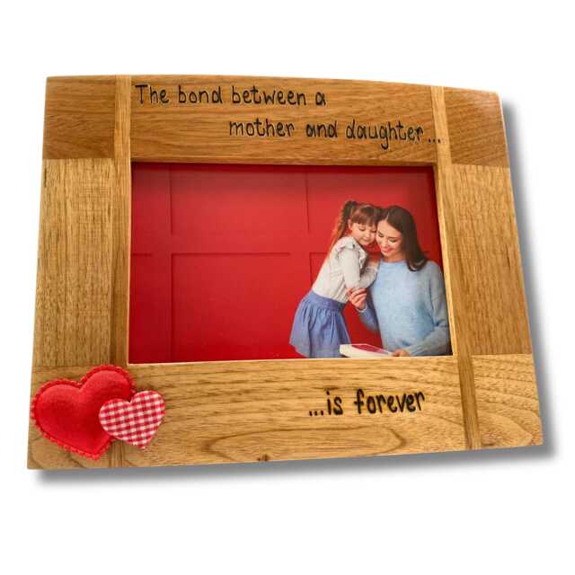 "Photo Frame For Mum & Daughter - Personalised Solid Oak Wooden Picture 6x4""Or 7x5" - image 1