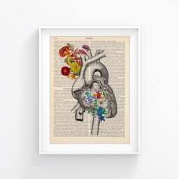 Heart Anatomy Print, Medical Poster With Flowers, Illustration, Medicine Graduate, Human Anatomy - thumbnail 3