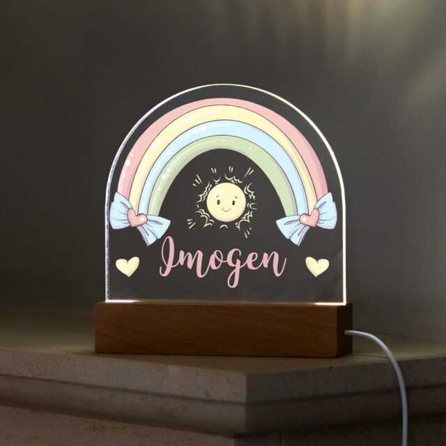 Rainbow Night Light, Personalised Lamp, Light With Name, Girls Bedroom Nursery - Uv782 - image 1