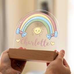 Rainbow Night Light, Personalised Lamp, Light With Name, Girls Bedroom Nursery - Uv782 - thumbnail 2