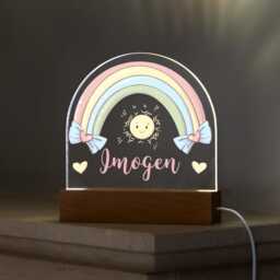Rainbow Night Light, Personalised Lamp, Light With Name, Girls Bedroom Nursery - Uv782