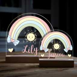 Rainbow Night Light, Personalised Lamp, Light With Name, Girls Bedroom Nursery - Uv782 - thumbnail 3