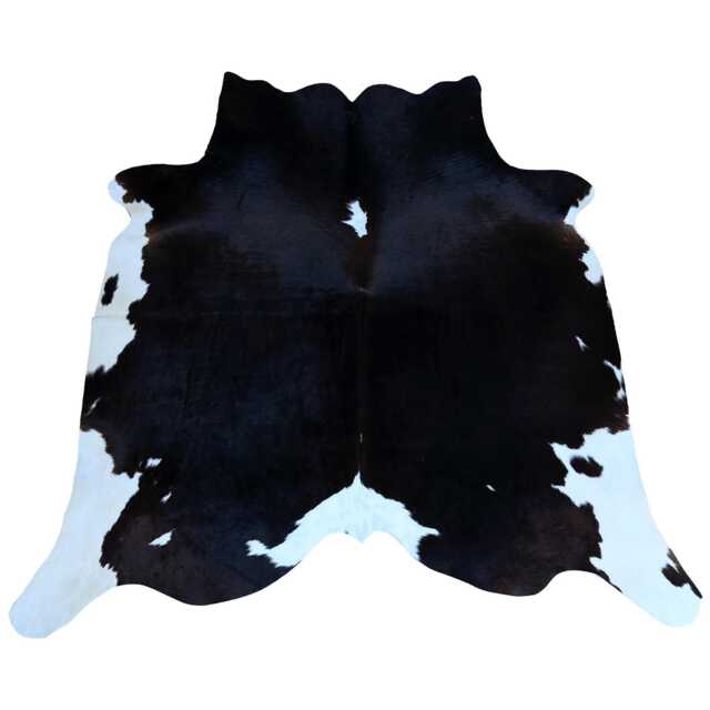 Elegant Large Black/White Cowhide Rug - Plush Hair-On Leather For Upscale Decor - image 1