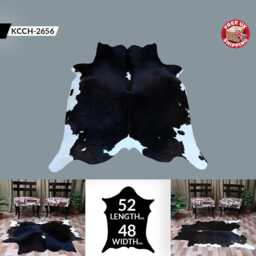 Elegant Large Black/White Cowhide Rug - Plush Hair-On Leather For Upscale Decor - thumbnail 2