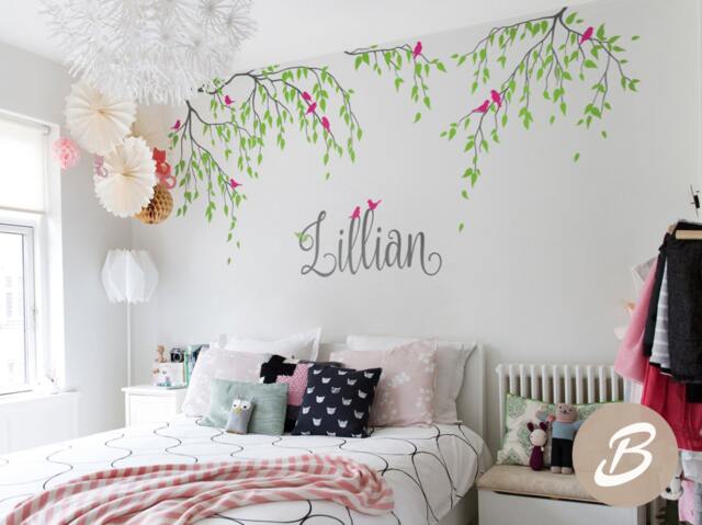 Nursery Tree Decal, Branches & Birds Vinyl Nursery White Sticker, Wall Decor For Nursery, Nature Decal - Am001 - image 1