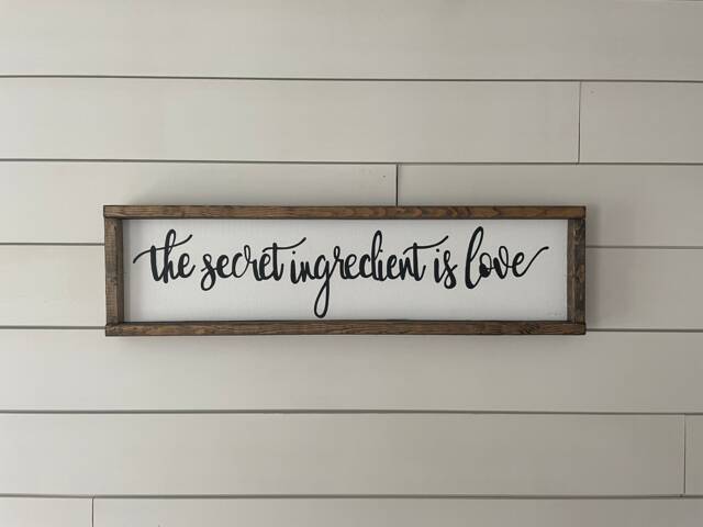 The Secret Ingredient Is Love Sign, Kitchen Decor, Home Farmhouse Wall Decor - image 1