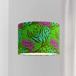 Tropical Leaves Animal Print Green Lamp Shade 25cm 30cm 35cm 40cm 45cm Botanical Exotic Palms Drum Lampshade Table Ceiling Pendant - thumbnail 3