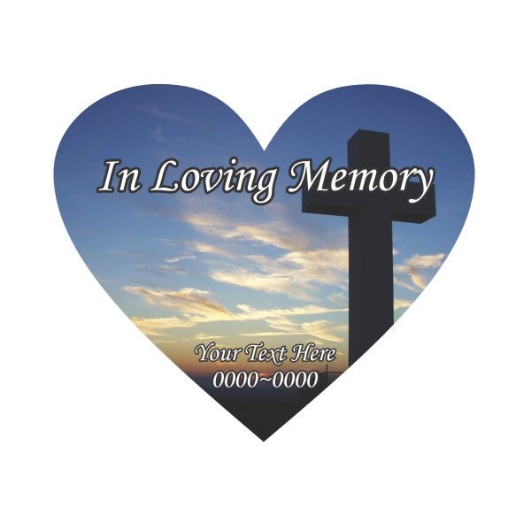 Cross in Loving Memory Full Color Heart 006 Custom Vinyl Wall Decal Or Car Sticker - Ilmfullcolorheart006Et