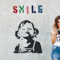 Banksy Girl Smile Stencil Reusable Graffiti Wall Art - thumbnail 1