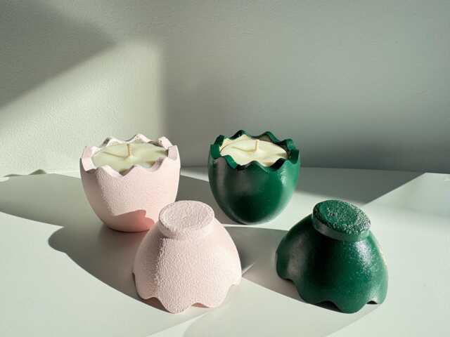 Egg Holder Candle - Easter Egg Decoration Gift Concrete Candles Cement Holders Table Decor - image 1