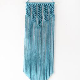 Blue Colored Handmade Macrame Wall Hanging - thumbnail 3