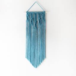 Blue Colored Handmade Macrame Wall Hanging - thumbnail 2