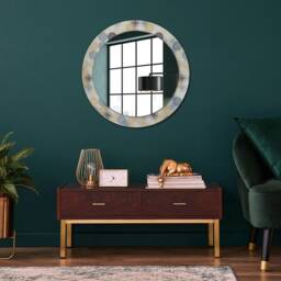 Geometry Circles, Yellow, Round Mirror Frame, Design, Glass Wall Decor, Living Room - thumbnail 2