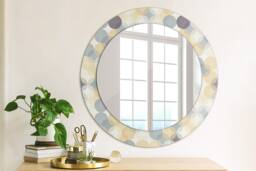 Geometry Circles, Yellow, Round Mirror Frame, Design, Glass Wall Decor, Living Room