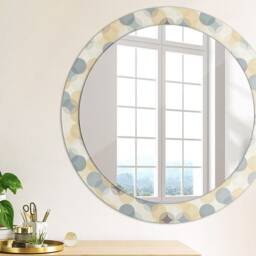 Geometry Circles, Yellow, Round Mirror Frame, Design, Glass Wall Decor, Living Room - thumbnail 3