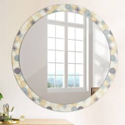 Geometry Circles, Yellow, Round Mirror Frame, Design, Glass Wall Decor, Living Room - thumbnail 4
