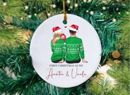 First Christmas As My Auntie & Uncle Tree Bauble, Present For/From Baby