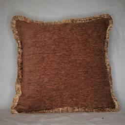 Burnt Orange Copper Chenille Decorative Throw Pillow With Fringe - thumbnail 3