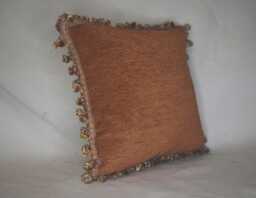Burnt Orange Copper Chenille Decorative Throw Pillow With Fringe