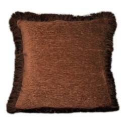 Burnt Orange Copper Chenille Decorative Throw Pillow With Fringe - thumbnail 4
