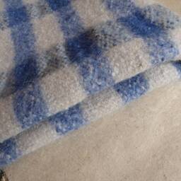 Traditional Ethnic Nepali Radhi Rug - Handmade Boiled Wool - Large, Blue Check - thumbnail 4