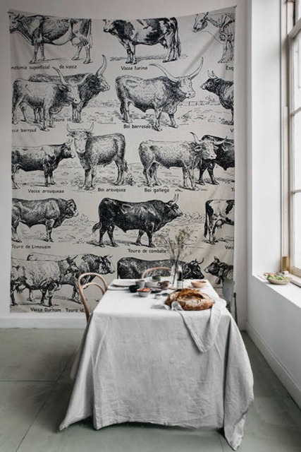 Cows Ilustration- Wall Tapestry - Tapestry Hangings Wanderlust Bohemian Home Decor Dorm T#93 - image 1