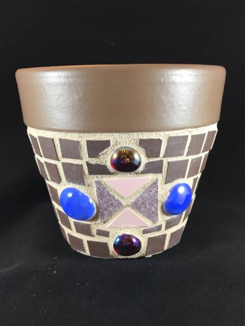 Ceramic Tile Mosaic Plant Pot Flower Planter For Window Sill, Desk - Small Size - image 1