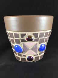 Ceramic Tile Mosaic Plant Pot Flower Planter For Window Sill, Desk - Small Size - thumbnail 1