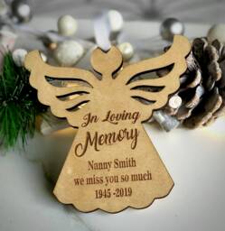 Personalised Memorial Angel Wooden Christmas Decoration - thumbnail 1