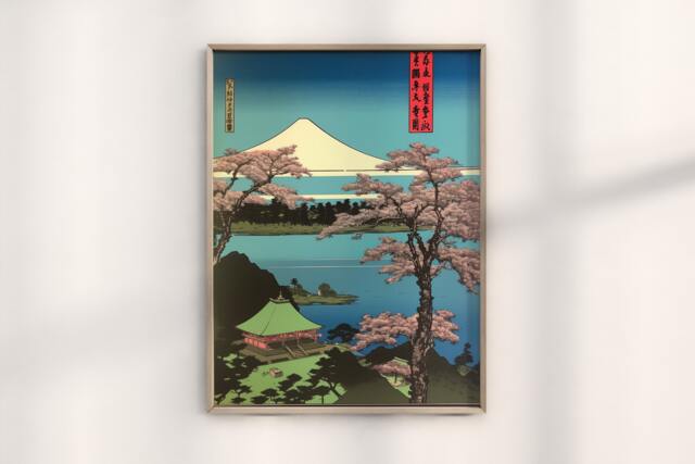 Hiroshige Temple Print, Japanese Woodblock Temple, Sacred Art, Vintage Poster, Traditional Ukagawa Art - image 1