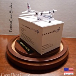 Handmade C-130 Cargo Plane Business Card Sculpture Pilot Gift - thumbnail 2