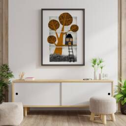 Black & Orange Treehouse Wall Art Digital Print - Digital File - thumbnail 3