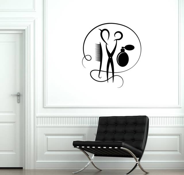 Hair Salon Vinyl Wall Decal Hairdressing Tools Barbershop Interior Stickers Mural - #2878Di - image 1