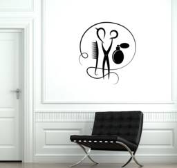 Hair Salon Vinyl Wall Decal Hairdressing Tools Barbershop Interior Stickers Mural - #2878Di - thumbnail 1