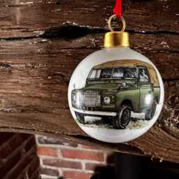 Hand Decorated Christmaslandrover Series 3 Image On Bone China Bauble - thumbnail 2