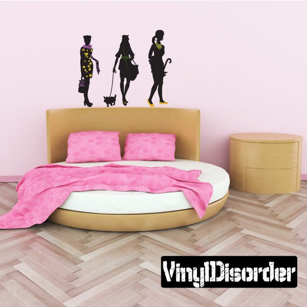 Fashion Girl Wall Decal - Fabric Vinyl Removable & Reusable Fahiongirluscolor045Et