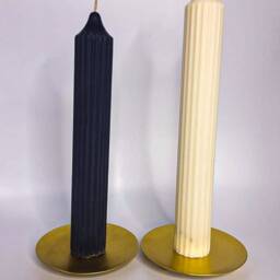 Ribbed Soy Pillar Candle - Pack Of 2 Scented Colorful Candles - thumbnail 2
